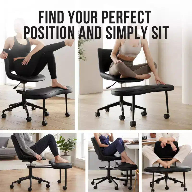Chaise ergonomique à genoux, chaise de bureau à pieds croisés avec roulettes et support lombaire, chaise de méditation et de yoga à hauteur réglable pour TDAH et travail de bureau