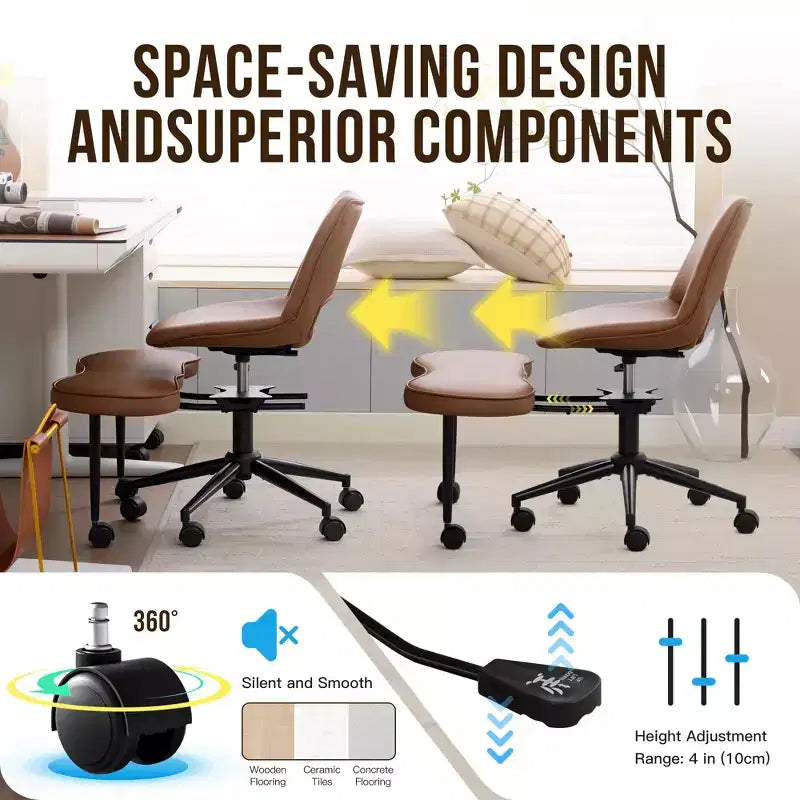 Chaise ergonomique à genoux, chaise de bureau à pieds croisés avec roulettes et support lombaire, chaise de méditation et de yoga à hauteur réglable pour TDAH et travail de bureau