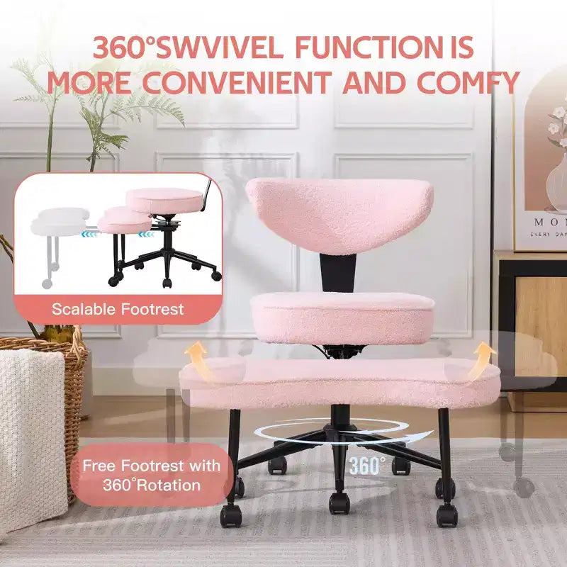 Chaise ergonomique à genoux, chaise de bureau à pieds croisés avec roulettes et support lombaire, chaise de méditation et de yoga à hauteur réglable pour TDAH et travail de bureau