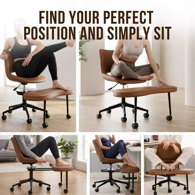 Chaise ergonomique à genoux, chaise de bureau à pieds croisés avec roulettes et support lombaire, chaise de méditation et de yoga à hauteur réglable pour TDAH et travail de bureau