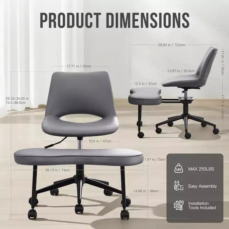 Chaise ergonomique à genoux, chaise de bureau à pieds croisés avec roulettes et support lombaire, chaise de méditation et de yoga à hauteur réglable pour TDAH et travail de bureau