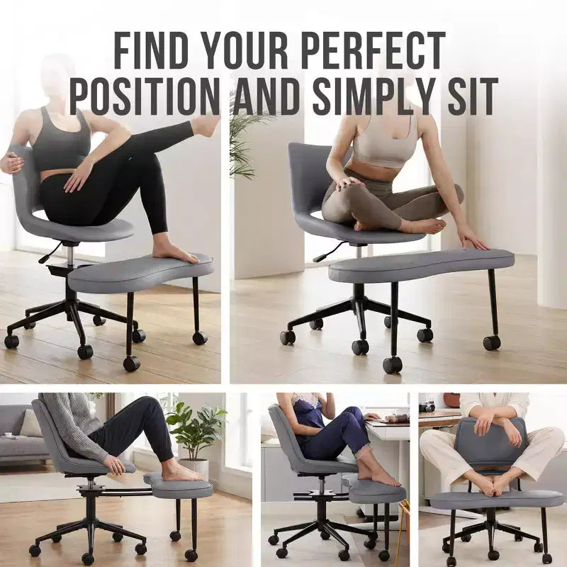 Chaise ergonomique à genoux, chaise de bureau à pieds croisés avec roulettes et support lombaire, chaise de méditation et de yoga à hauteur réglable pour TDAH et travail de bureau
