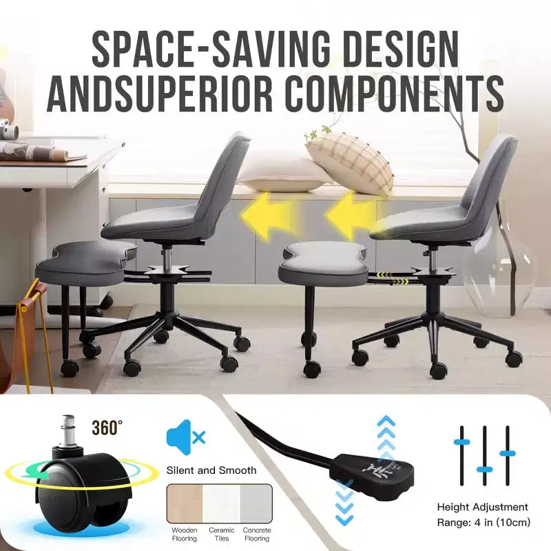 Chaise ergonomique à genoux, chaise de bureau à pieds croisés avec roulettes et support lombaire, chaise de méditation et de yoga à hauteur réglable pour TDAH et travail de bureau