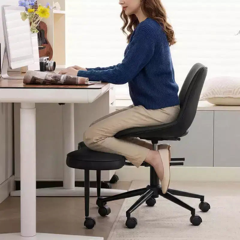 Chaise ergonomique à genoux, chaise de bureau à pieds croisés avec roulettes et support lombaire, chaise de méditation et de yoga à hauteur réglable pour TDAH et travail de bureau