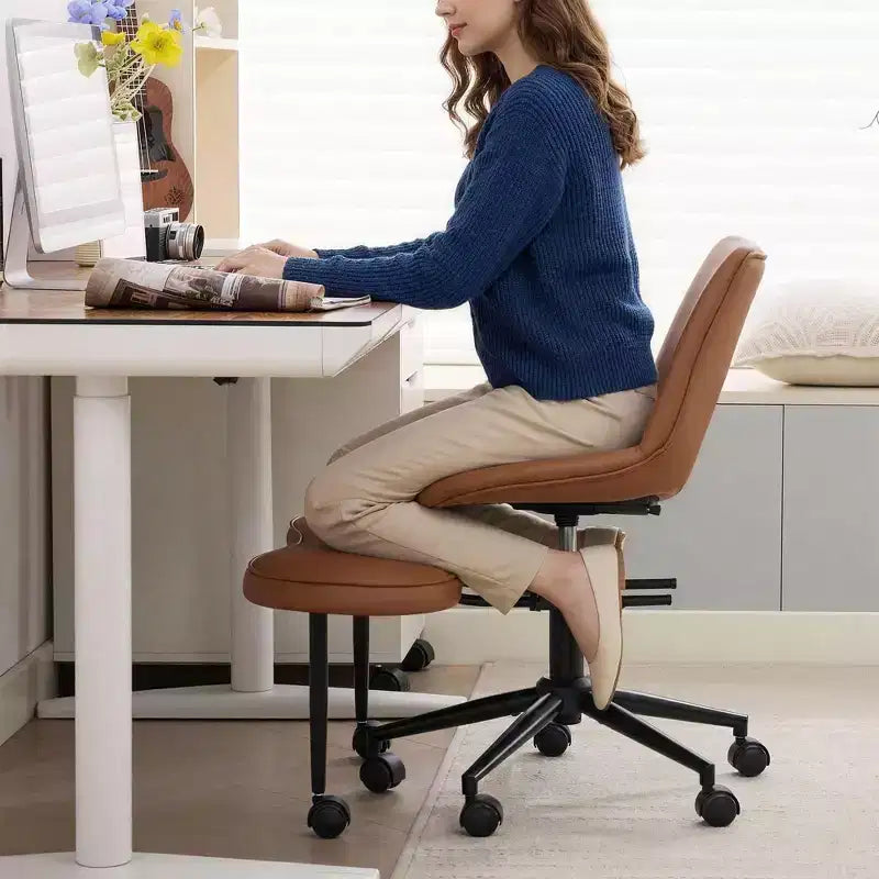 Chaise ergonomique à genoux, chaise de bureau à pieds croisés avec roulettes et support lombaire, chaise de méditation et de yoga à hauteur réglable pour TDAH et travail de bureau