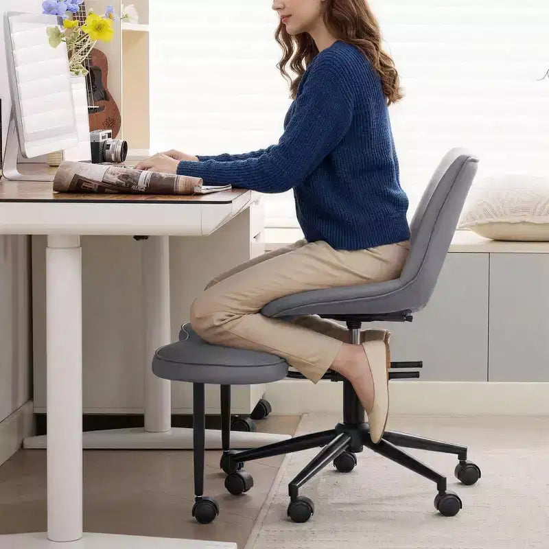 Ergonomic Kneeling Chair, Cross Legged Office Chair with Wheels &amp; Lumbar Support, Adjustable Height Meditation Yoga Chair for ADHD &amp; Desk Work