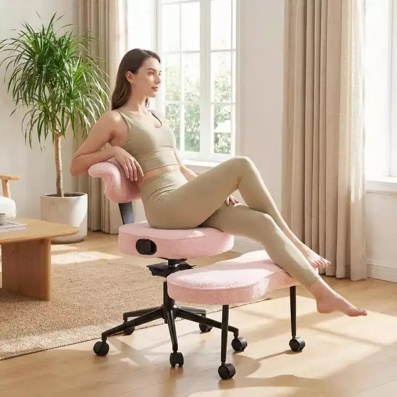 Chaise ergonomique à genoux, chaise de bureau à pieds croisés avec roulettes et support lombaire, chaise de méditation et de yoga à hauteur réglable pour TDAH et travail de bureau