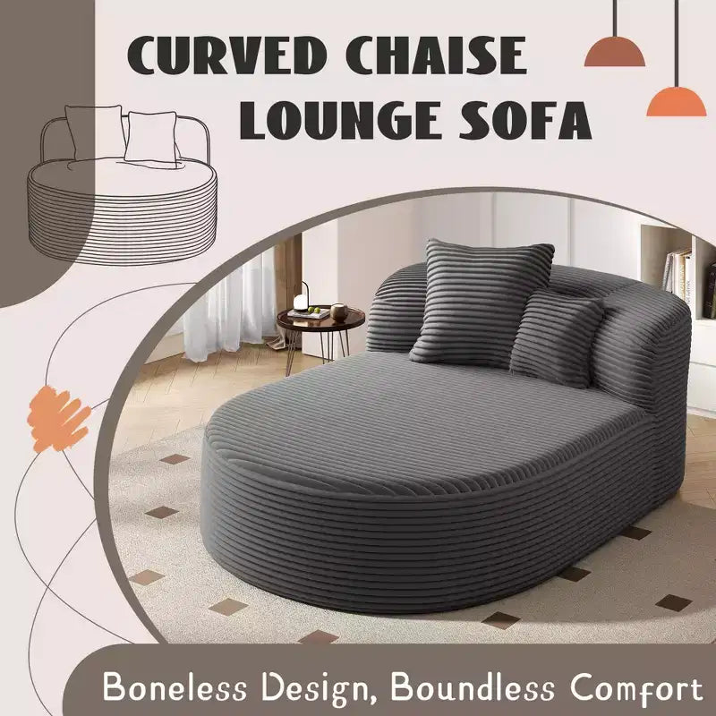 Canapé moderne 42.5 avec chaise longue, ottoman de rangement mobile et ports USB
