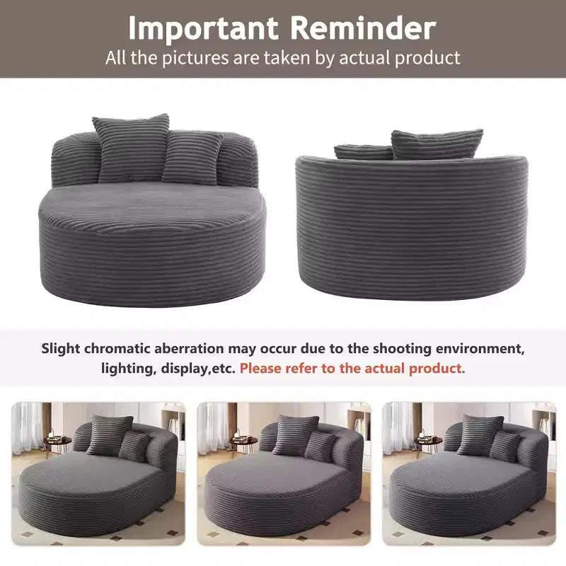 Canapé moderne 42.5 avec chaise longue, ottoman de rangement mobile et ports USB