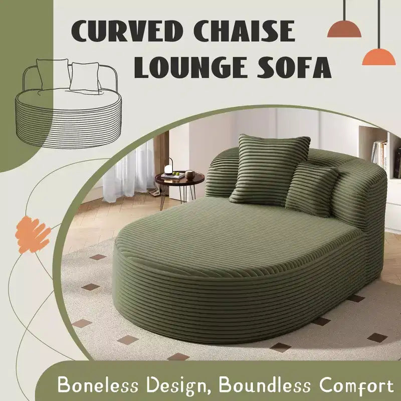 Canapé moderne 42.5 avec chaise longue, ottoman de rangement mobile et ports USB