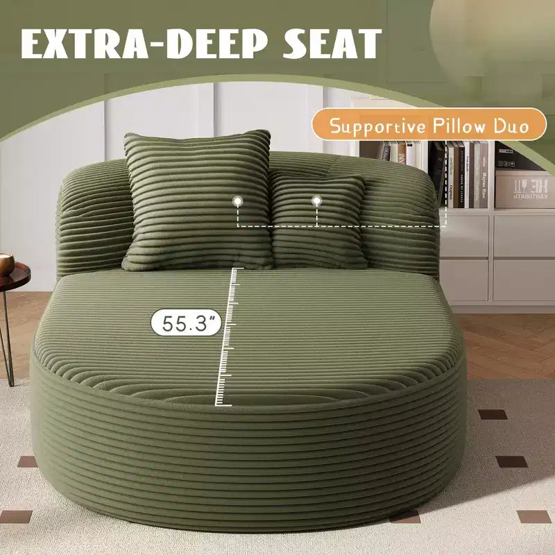 Canapé moderne 42.5 avec chaise longue, ottoman de rangement mobile et ports USB