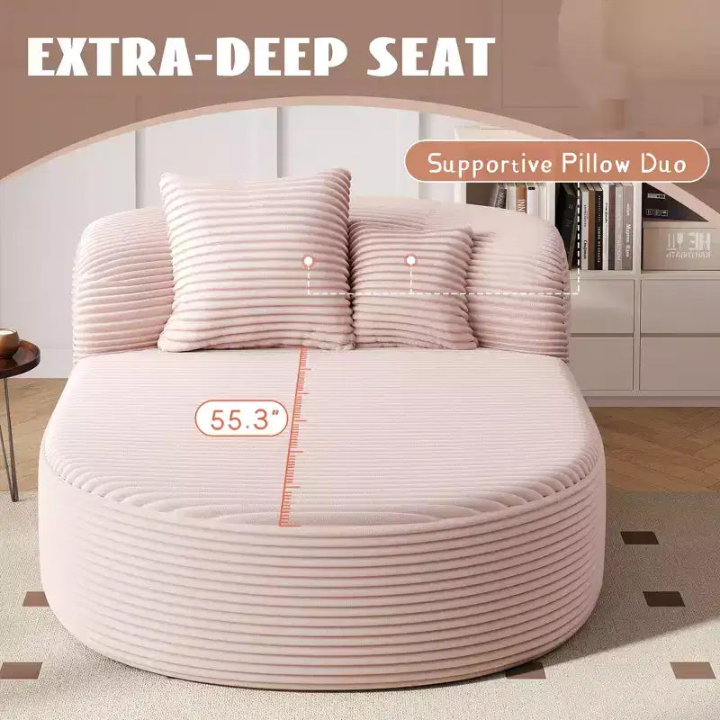 Canapé moderne 42.5 avec chaise longue, ottoman de rangement mobile et ports USB