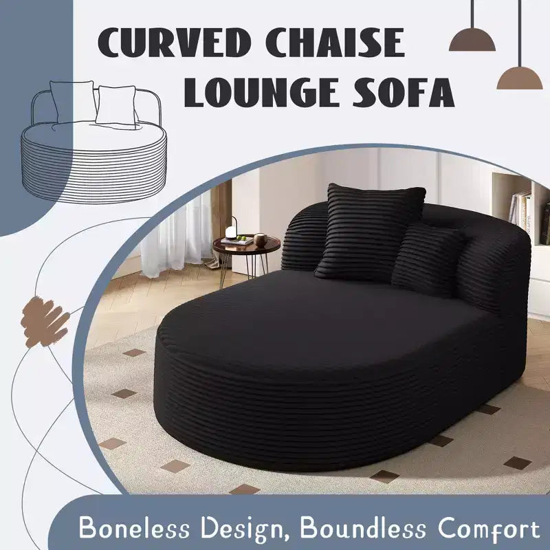Canapé moderne 42.5 avec chaise longue, ottoman de rangement mobile et ports USB