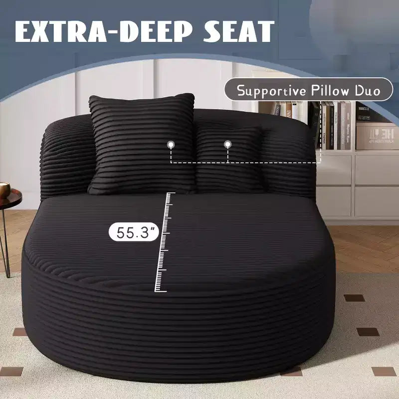 Canapé moderne 42.5 avec chaise longue, ottoman de rangement mobile et ports USB