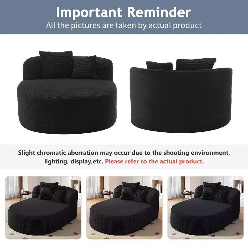 Canapé moderne 42.5 avec chaise longue, ottoman de rangement mobile et ports USB