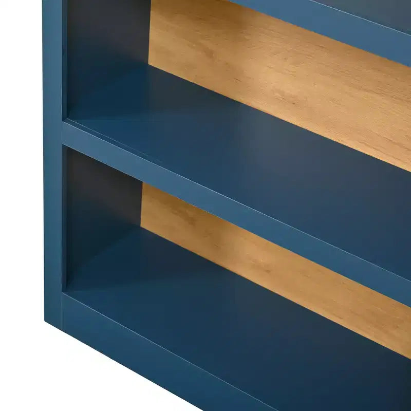 Lot de 2 bibliothèques cintrées, bibliothèque ouverte de style ferme à 5 niveaux avec finition bicolore et plateau recouvert de tissu