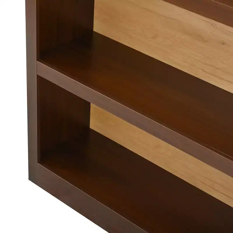Lot de 2 bibliothèques cintrées, bibliothèque ouverte de style ferme à 5 niveaux avec finition bicolore et plateau recouvert de tissu