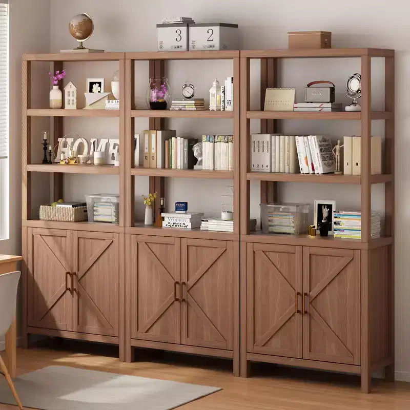 Bibliothèque à 5 niveaux, Buffet haut de 180 cm, Étagère en bois avec étagères réglables, Bibliothèque de style campagnard, Convient pour le salon, la chambre, le bureau à domicile