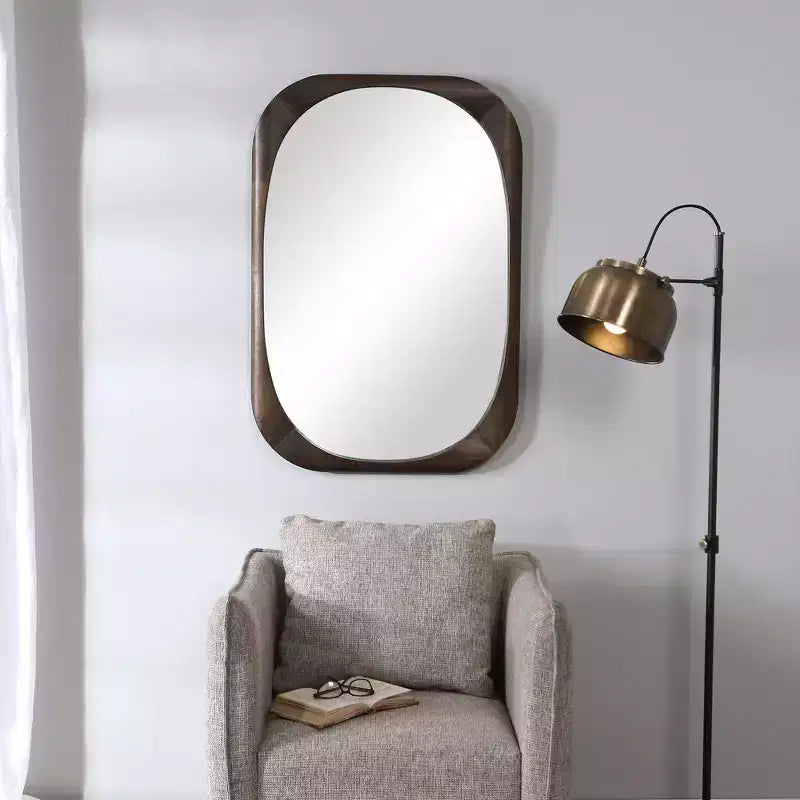 Miroir mural 26 x 38, teinte Noyer foncé
