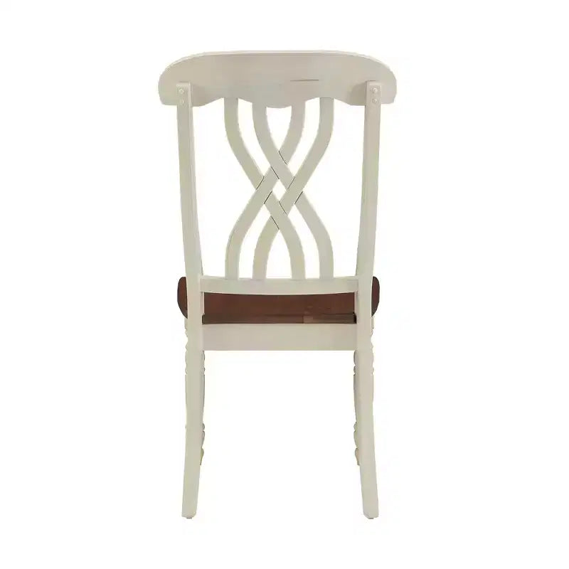 Chaises de salle à manger antiques bicolores à dossier croisé (lot de 2)