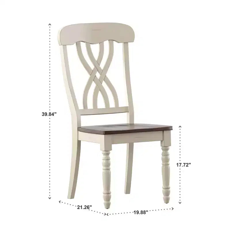 Chaises de salle à manger antiques bicolores à dossier croisé (lot de 2)