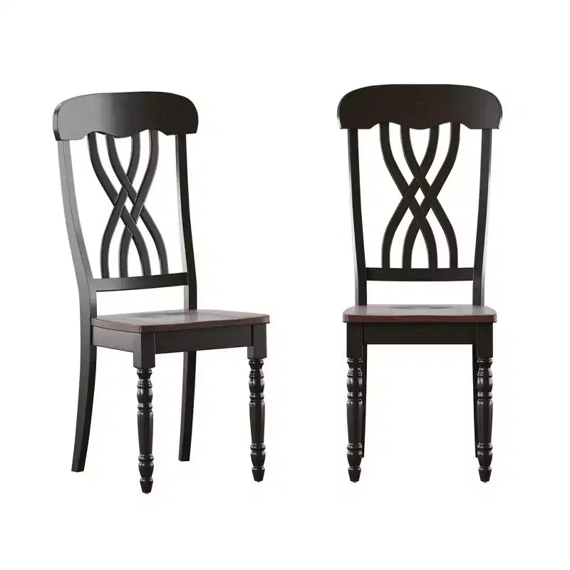 Chaises de salle à manger antiques bicolores à dossier croisé (lot de 2)