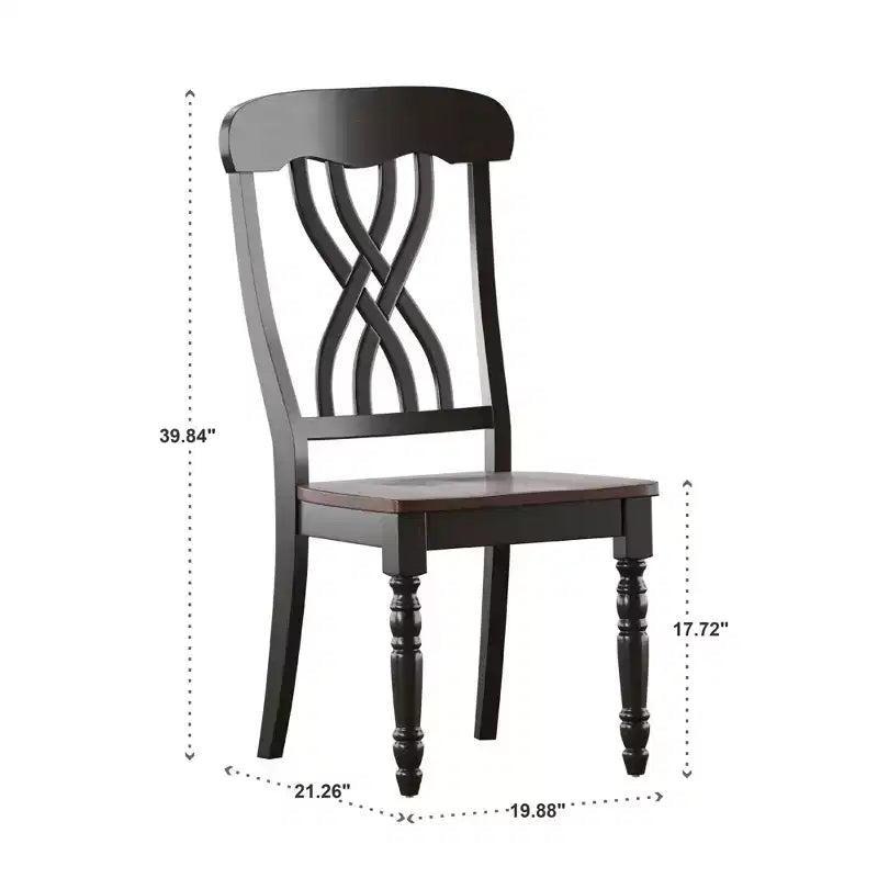 Chaises de salle à manger antiques bicolores à dossier croisé (lot de 2)