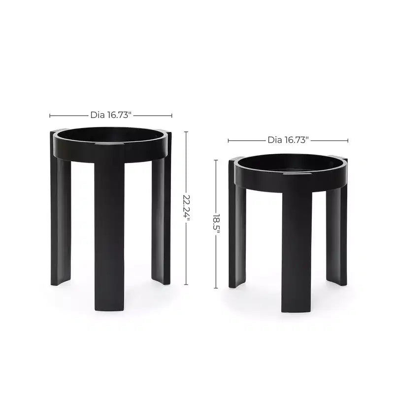 Lot de 2 tables gigognes noires, tables d'appoint rondes modernes et peu encombrantes pour salon, chambre à coucher