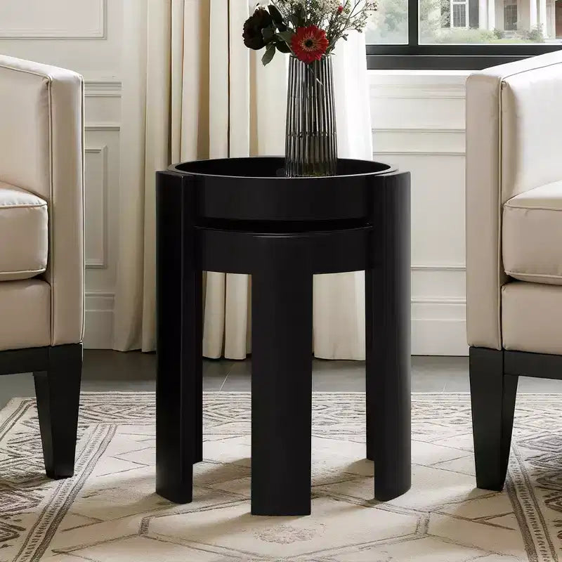 Lot de 2 tables gigognes noires, tables d'appoint rondes modernes et peu encombrantes pour salon, chambre à coucher