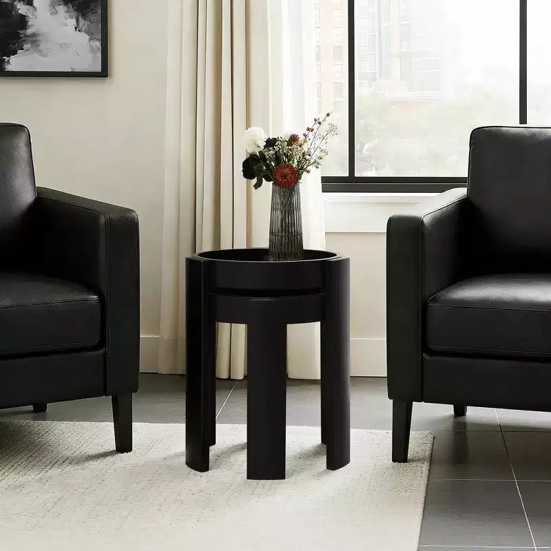 Lot de 2 tables gigognes noires, tables d'appoint rondes modernes et peu encombrantes pour salon, chambre à coucher
