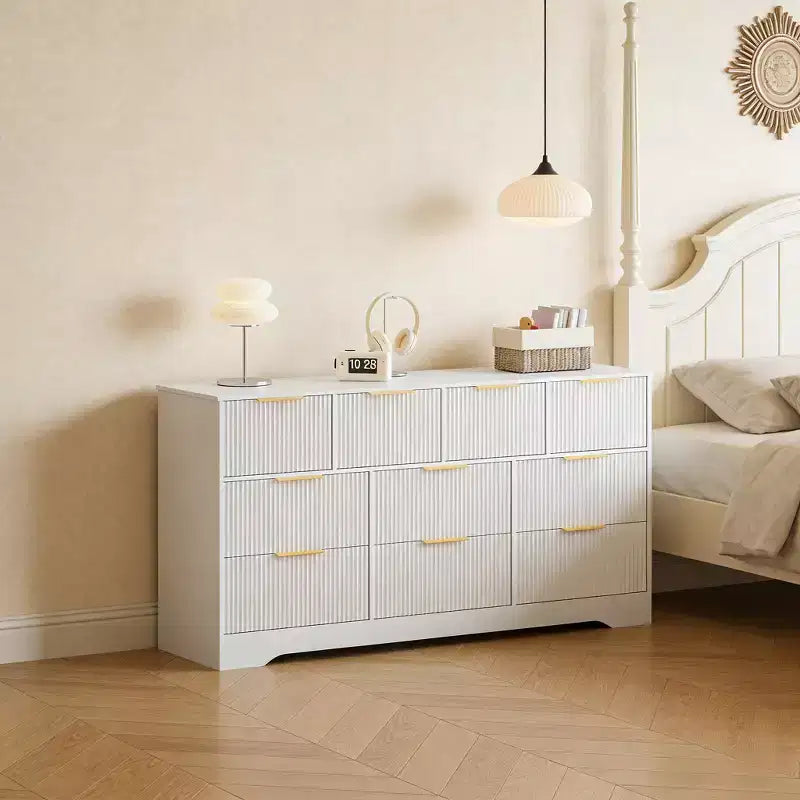 Commode en bois avec poignées métalliques pour salon, couloir, entrée