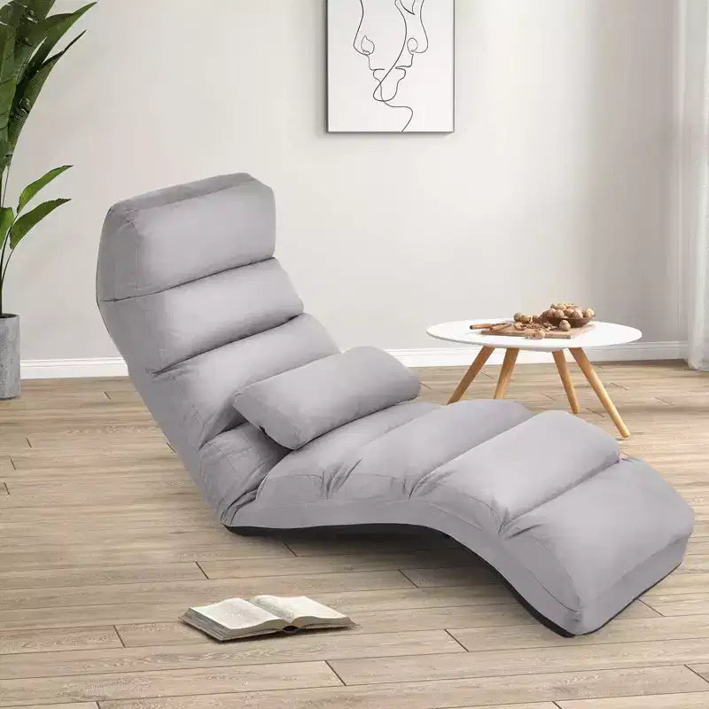 Costway Folding Floor Lazy Sofa, Chaise Lounge Sofa with 5-Position Adjustable Backrest Gray/Beige