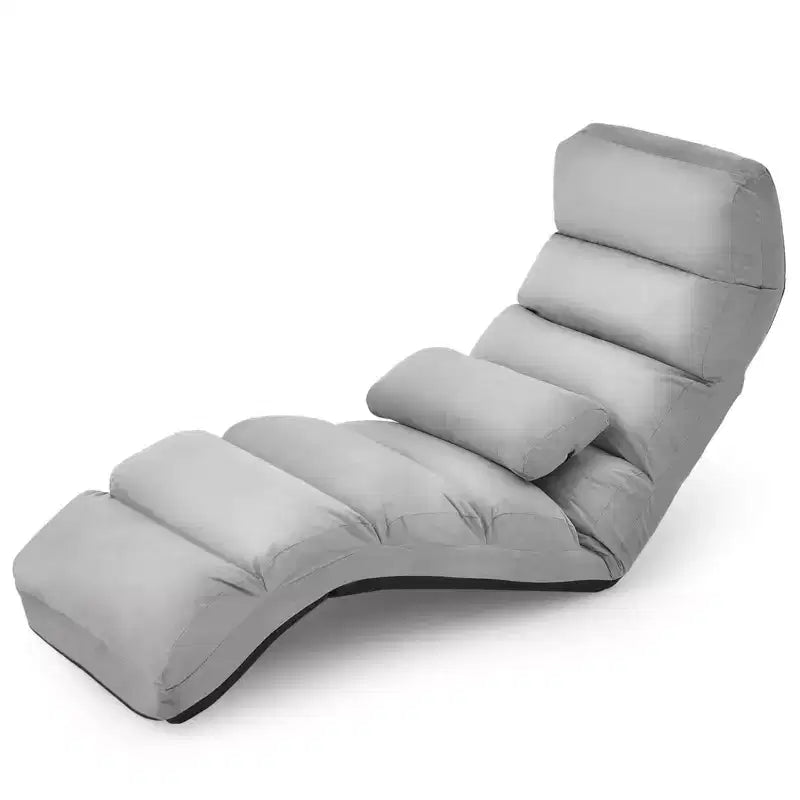 Canapé de sol pliant paresseux, Chaise longue avec dossier réglable sur 5 positions Gris/Beige