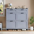 Shoe Cabinet, Shoe Storage Cabinet  4 Flip Drawers &amp; 2 Top Drawers, Wooden Organizer with Adjustable Shelf, Freestanding Hidden Storage
