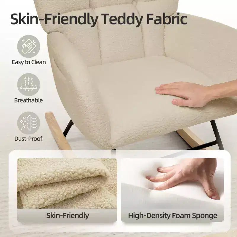 Fauteuil à bascule moderne à dossier haut, fauteuil inclinable planeur avec coussin doux pour adultes, parfait pour le salon et la chambre à coucher