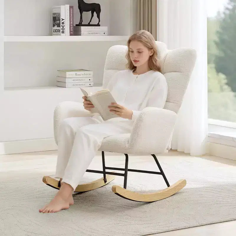 Fauteuil à bascule moderne à dossier haut, fauteuil inclinable planeur avec coussin doux pour adultes, parfait pour le salon et la chambre à coucher