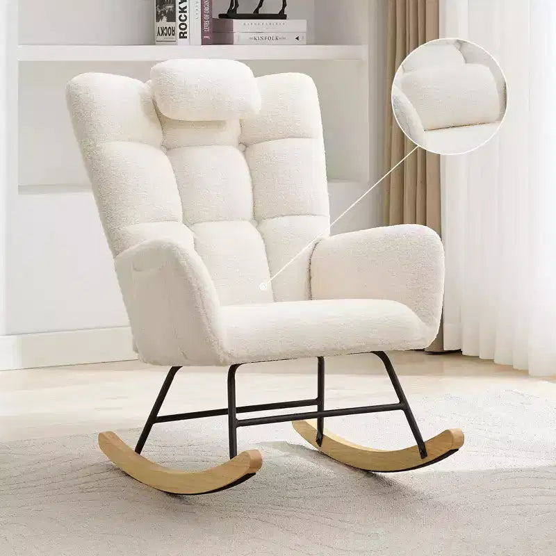 Modern High Back Upholstered Rocking Chair, Recliner Glider Accent Armchair with Soft Cushion for Adults, Perfect for Living Room &amp; Bedroom