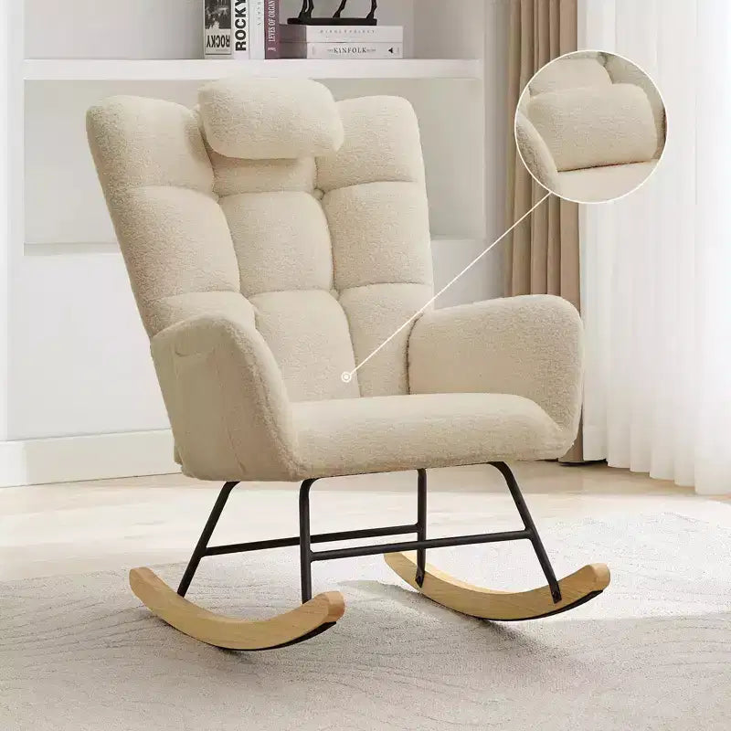 Fauteuil à bascule moderne à dossier haut, fauteuil inclinable planeur avec coussin doux pour adultes, parfait pour le salon et la chambre à coucher